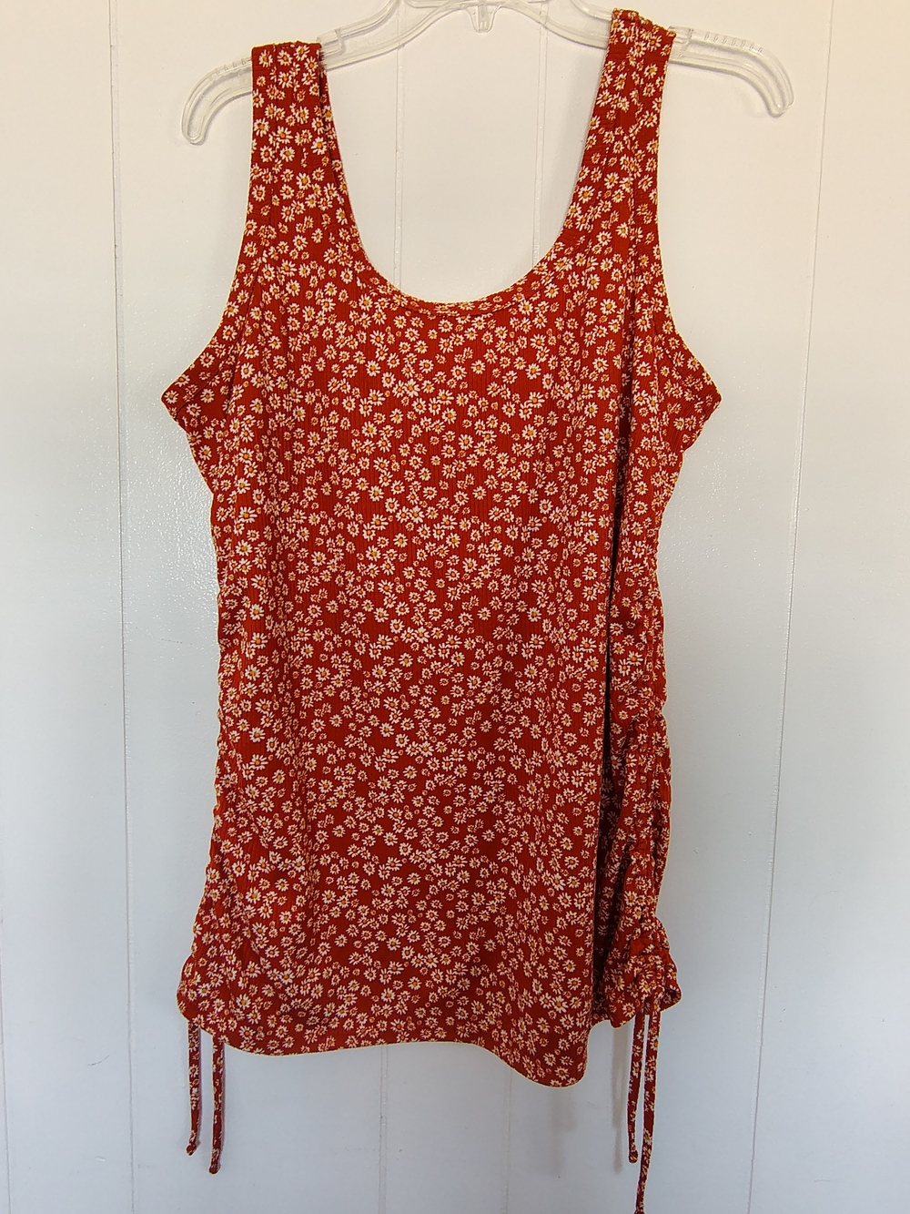 Urban Episode Floral Ruched Side Tank Top Orange 2X